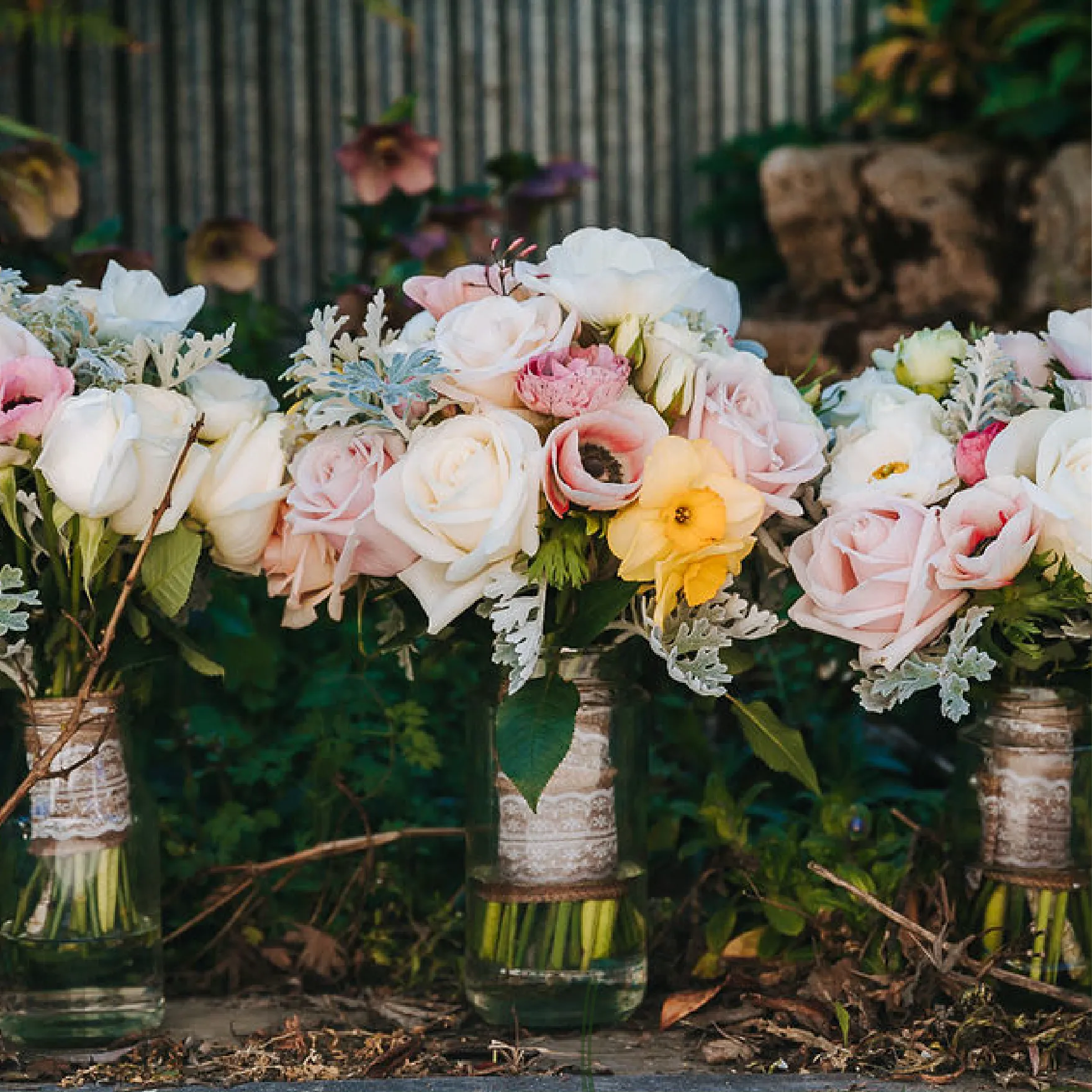 Rustic mason jar flower arrangements for vintage wedding decor in Chennai