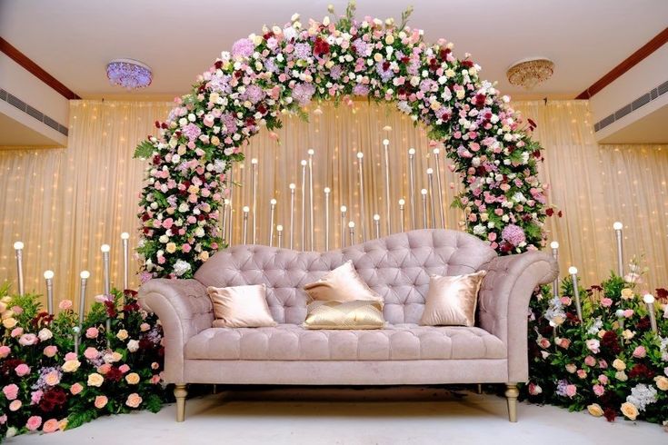 Elegant wedding mandap decoration with flowers